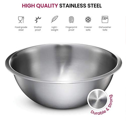 FineDine Stainless Steel Mixing Bowls (Set of 6) Stainless Steel Mixing Bowl Set - Easy To Clean, Nesting Bowls for Space Saving Storage, Great for Cooking, Baking, Prepping