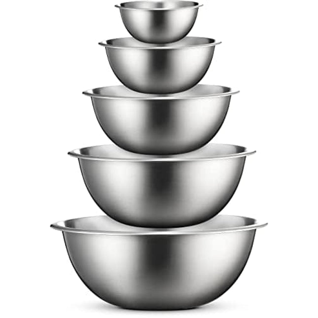 FineDine Stainless Steel Mixing Bowls (Set of 6) Stainless Steel Mixing Bowl Set - Easy To Clean, Nesting Bowls for Space Saving Storage, Great for Cooking, Baking, Prepping