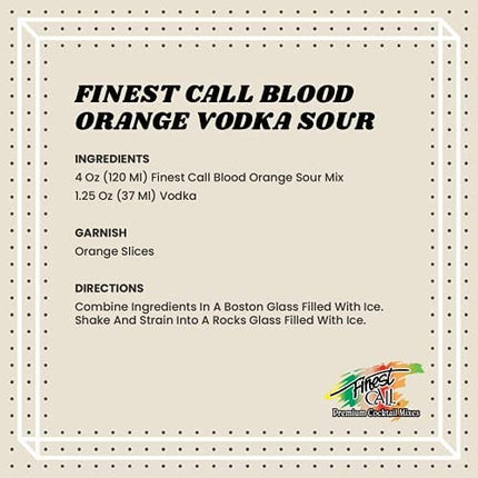Finest Call Premium Blood Orange Sour Drink Mix, 1 Liter Bottle (33.8 Fl Oz) Individually Boxed