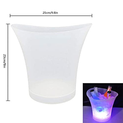 FIPASEN LED Ice Bucket, Regular 5L Large Capacity Lighted Ice Bucket with Automatic 7 Colors Changing for Party/Home/Bar/KTV Club, Waterproof Wine Ice Bucket Beer Drink Containers (Battery-Powered)