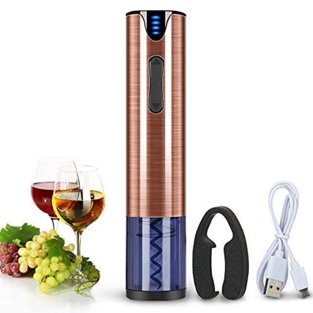 FLASNAKE Electric Wine Opener Rechargeable Cordless Automatic Corkscrew Wine Bottle Opener with Foil Cutter Stainless Steel Rose Gold …
