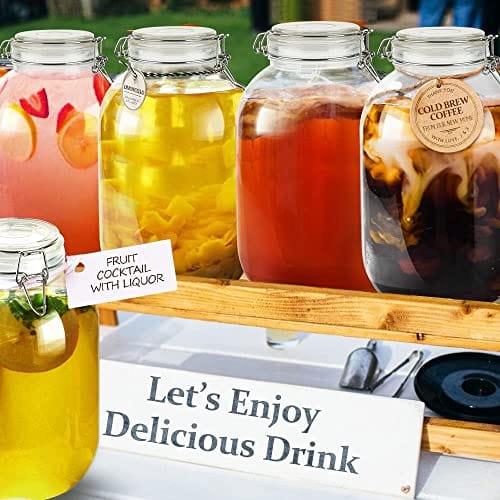  1790 Large Glass Jars with Lid - Wide Mouth 1 Gallon Glass Jar  with Lid - Glass Gallon Jar for Kombucha & Sun Tea - Gallon Mason Jars are  Large Glass