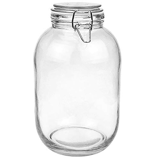 Folinstall 1 Gallon Glass Jar with Lid, Big Pickle Jar with Airtight Lid, Large Mason Jar for Pickled Eggs, Clear Glass Storage Jar for Kombucha, Limoncello, Sun tea (Extra 1 Gasket)