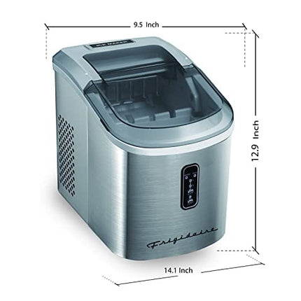 Frigidaire EFIC103-AMZ-SC Counter Top Maker with Over-Sized Ice Bucket, Stainless Steel, Self Cleaning Function, Heavy Duty, Stainless