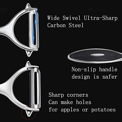 Potato, Vegetable, Apple Peelers for kitchen, Fruit, Carrot, Veggie, Potatoes Peeler, Y-Shaped and I-Shaped Stainless Steel Peelers, with Ergonomic Non-Slip Handle & Sharp Blade, Good Durable (2PCS)