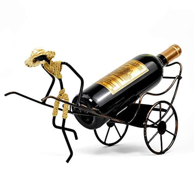 Wine Bottle Holder Stand Rickshaw Decor Display countertop Tabletop Wine Rack Single Bottle Home Gift Kitchen Gift Wine Shelf