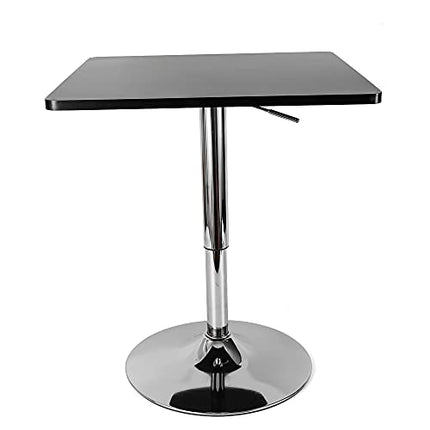 Gdrasuya10 Square Bar Table, Height Adjustable Pub Table, Swivel Cocktail Table with MDF Square Black Top and Chromed Metal Base.Tabletop (Approx.): 23.6 x 23.6 x 0.7 (LxWxThickness)