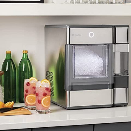 GE Profile Opal | Countertop Nugget Ice Maker with Side Tank | Portable Ice Machine with Bluetooth Connectivity | Smart Home Kitchen Essentials | Stainless Steel Finish | Up to 24 lbs. of Ice Per Day