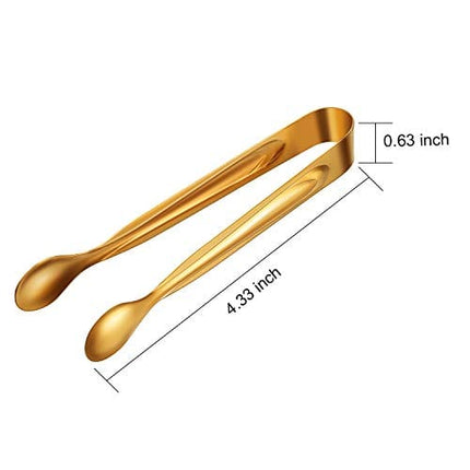 12 Pieces Sugar Tongs Ice Tongs Stainless Steel Mini Serving Tongs Appetizers Tongs Small Kitchen Tongs for Tea Party Coffee Bar Kitchen (4.3 Inch, Gold)