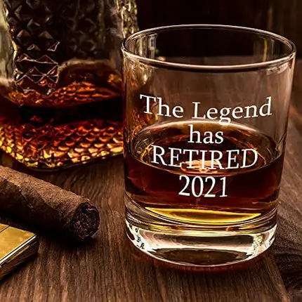 The Legend Has Retired Whiskey Glass - Funny Retirement Gag Idea for Women and Men – Gifts For Office Coworkers, Boss, Him, Her - 11oz Bourbon Scotch Glasses