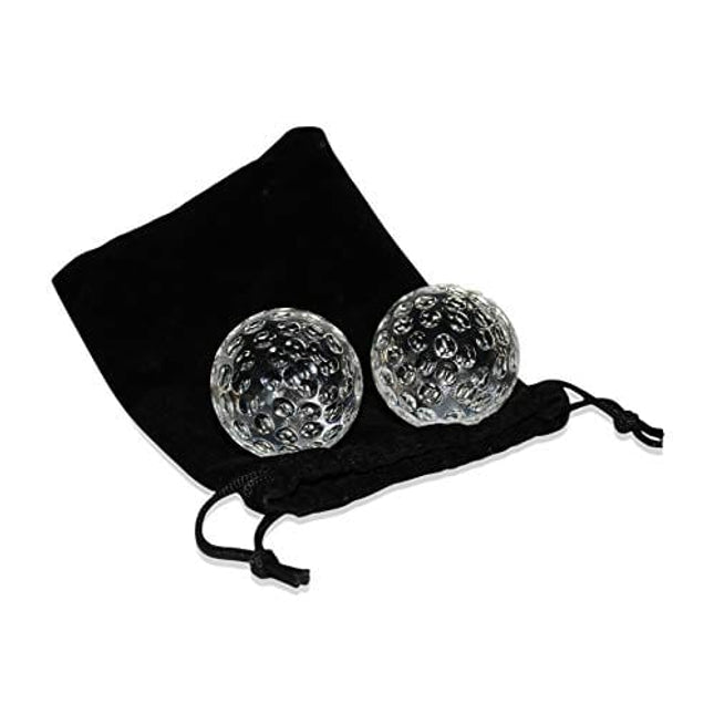 Golf Ball Whiskey Chillers and Pouch for Freezer - Set of 2 - Crystal Glass Whiskey Stones for Chilling Vodka, Whiskey, and Scotch - Each Stone Keeps Your Drinks Cool and Unique - for Men and Women