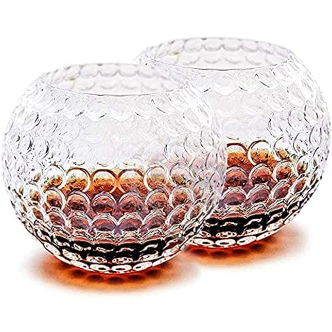 Golf Whiskey Glasses - Set of 2 - Unique, Handmade, Durable, and Fun Golf Drinking Accessories 10 Ounces Each and Handmade with Robust Packaging; A great Present for Men and Women Golfers