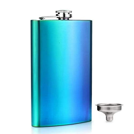 GENNISSY Silver 18/8 Stainless Steel 12OZ Hip Flask - Flasks for Liquor with Funnel(Multicolor)