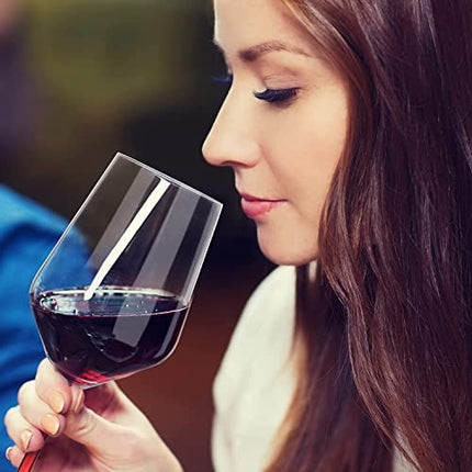 GIFORYA Wine Glasses Set of 4,13 OZ Crystal Clear Wine Glasses, Long Stem Red & White Wine Glasses for Daily Use or Birthday Gift, Lead-Free Premium Drinking Glassware