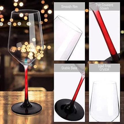 GIFORYA Wine Glasses Set of 4,13 OZ Crystal Clear Wine Glasses, Long Stem Red & White Wine Glasses for Daily Use or Birthday Gift, Lead-Free Premium Drinking Glassware