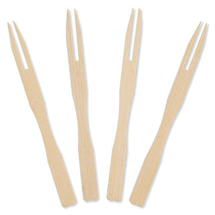 Gmark Bamboo Forks 3.5 Inch 110pc, Mini Food Picks/Bamboo Fruit Picks/Mini Cocktail Forks/Party Forks/Buffet Mini Forks/Two Prongs Cocktail Picks for Appetizer, Cocktail, Pastry, Dessert. GM1031A