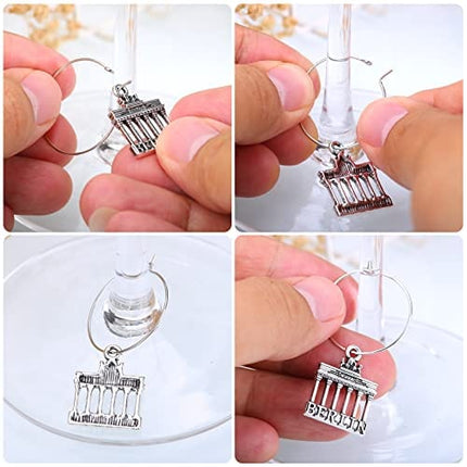 Gnollko 16pcs Travel Wine Glass Charms,Wine Charms for Stem Glasses,Wine Glass Markers Tags,Wine Tasting Party Gifts Favors Decorations Supplies
