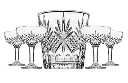 Champagne Coupe and Ice Bucket Cocktail Glasses Set - Dublin Barware Mixology Collection