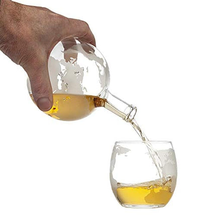 Godinger Whiskey Decanter Airplane Globe Set with 2 World Whiskey Glasses - for Liquor Scotch Bourbon Vodka