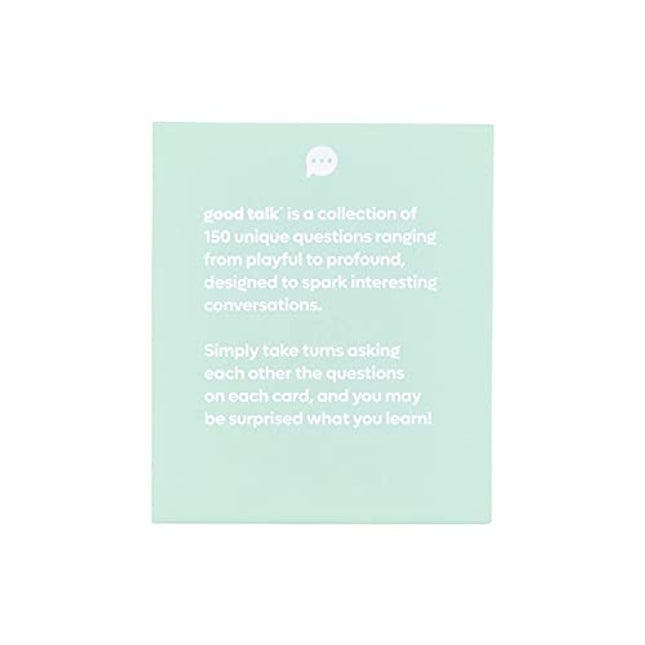Good Talk: 150 Conversation Cards | Better Relationships with Friends and Family | Game Nights, Dinner Table Conversation Starters, Car Game for Road Trips and More | Friends Edition | Mint Green