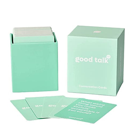 Good Talk: 150 Conversation Cards | Better Relationships with Friends and Family | Game Nights, Dinner Table Conversation Starters, Car Game for Road Trips and More | Friends Edition | Mint Green