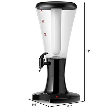 Goplus Beer Tower Dispenser 3L Cold Draft Beer Tower Beverage Dispenser with LED Lights & Removable Ice Tube, Perfect for Parties Home Bar Use