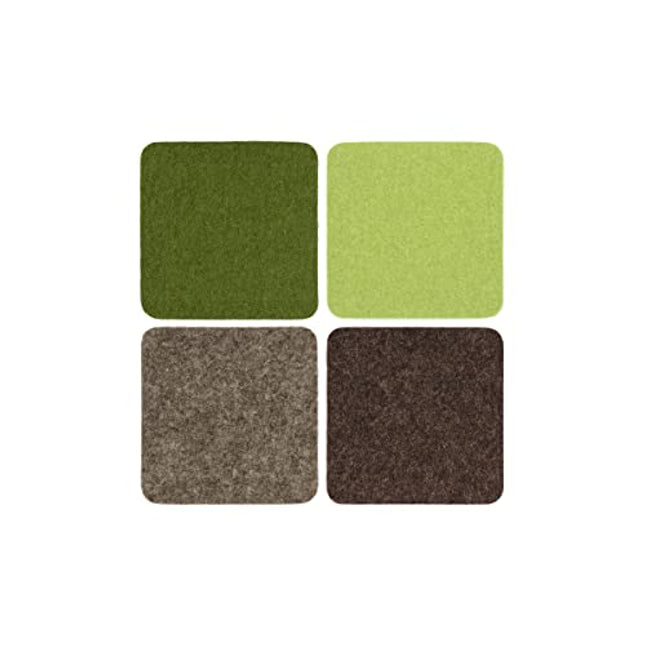 Graf Lantz Bierfilzl 100% Merino Wool Moisture Wicking, Absorbent Felt Coasters, Square, Multi-Color Set of 4, Forest
