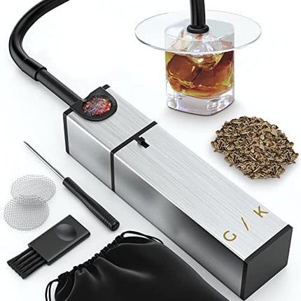 Cocktail Smoker Kit - Drink Smoker | Whiskey Smoker | Smoke Meat, Drink & Food Indoor Infuser Gift | INCLUDES WOOD CHIPS | Bourbon Smoker Kit