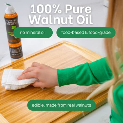 Premium Italian Food Grade Cutting Board Oil Spray and Butcher Block Oil Conditioner - Walnut Oil for Wood and Bamboo Chopping Boards, Kitchenware, Utensils and Wooden Countertops - Made in Italy