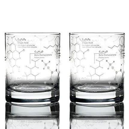 Greenline Goods Whiskey Glasses - 10 oz Tumbler Gift Set – Science of Whisky Glasses (Set of 2) Etched with Whiskey Chemistry Molecules | Old Fashioned Rocks Glass
