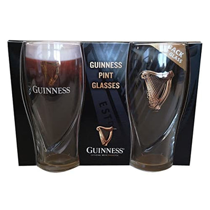 Guinness 20oz Beer Glasses Twin Pack | Certified Official Merchandise | Ideal gift for Beer Lovers
