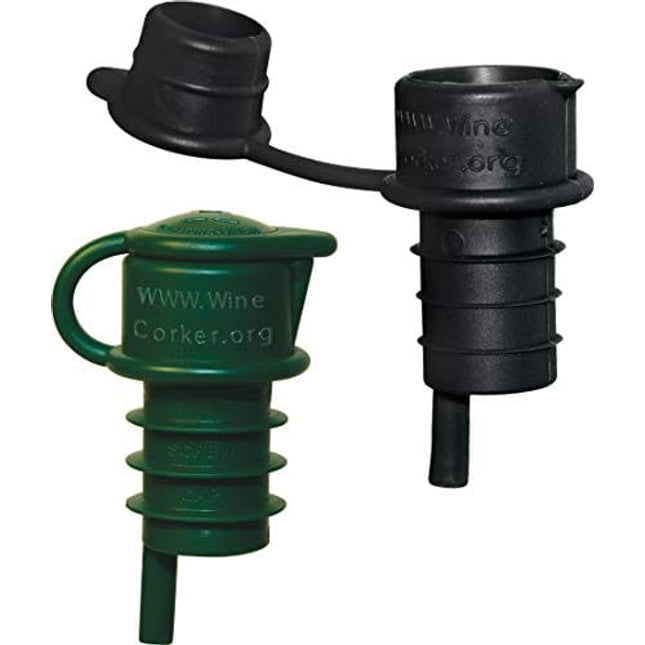 Haley's Corker 5-in-1 Wine Aerator, Stopper, Pourer, Filter, Recorker, 2-Pack Combo (Standard, Screwtop)