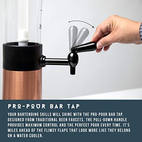 3L Cylinder Beer Tower Dispenser, Cold Beverage Storage Bar Party with Ice  Tube