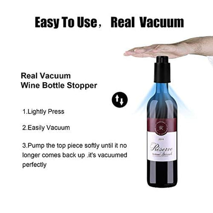 [2 PACK]Wine Bottle Stoppers, Reusable Wine Stoppers, Vacuum Wine Preserver with Time Scale Record, Wine Savers Vacuum Pump Corks Keep Wine Really Fresh, Best Gift Accessories.