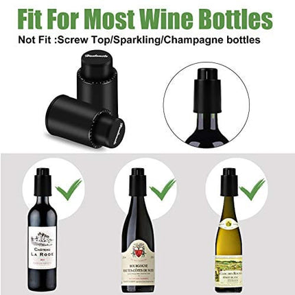 [2 PACK]Wine Bottle Stoppers, Reusable Wine Stoppers, Vacuum Wine Preserver with Time Scale Record, Wine Savers Vacuum Pump Corks Keep Wine Really Fresh, Best Gift Accessories.