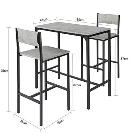 Haotian OGT03-HG, Bar Set-1 Bar Table and 2 Stools, 3 Pieces Home Kitchen Breakfast Bar Set Furniture Dining Set, 33.7 ”Height Table