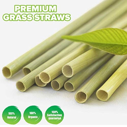 100% Organic Grass Straws Drinking - Pack of 100 Natural Eco Friendly Biodegradable Drinking Straws - Disposable, Safer, Healthier Than Reusable Bamboo Straws Reusable, Paper, Wheat, Plastic Straws
