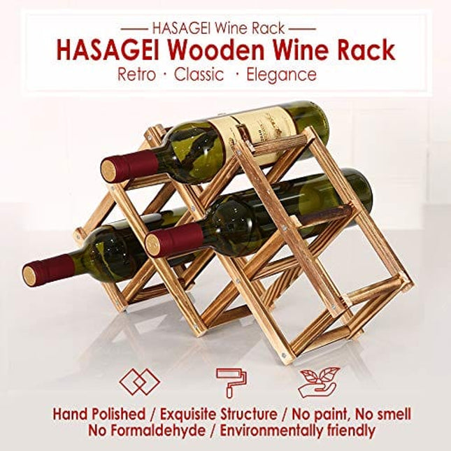 HASAGEI Wine Rack Countertop Wooden Assembled Wine Holders Stands for Counter Wine Display Shelf for 3/6/10 Bottles Storage Shelf Sack Wine Stand for Home Kitchen Bar Cabinets