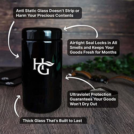 Herb Guard - Airtight Jar (1 Oz) and Smell Proof Container (500 ml) Comes with Humidity Pack to Keep Goods Fresh for Months