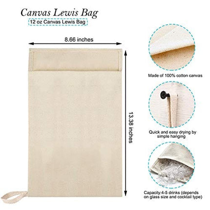 Lewis Bag Canvas Ice Bag Crushed Ice Bag Reusable Canvas Bag for Crushed Ice Dried Ice (2pcs)