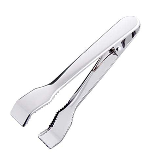 HINMAY Ice Tongs for Ice Bucket 6-3/4 Inch - Premium 18/8 Stainless Steel Ice Tongs with Teeth for Ice Sugar Cubes Tea Party Coffee Bar Serving
