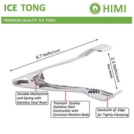HINMAY Ice Tongs for Ice Bucket 6-3/4 Inch - Premium 18/8 Stainless Steel Ice Tongs with Teeth for Ice Sugar Cubes Tea Party Coffee Bar Serving