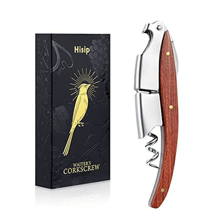 Hisip Wine Bottle Opener Upgrade Corkscrew Phoenix Design Red Dot Award Crafted Rosewood Handle, Quick Stainless Steel Wine Key for Beers and Wine Bottle, Gift for Waiters Bartenders, Father Day Gift