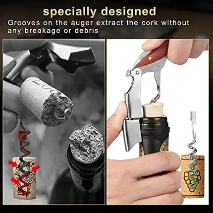 Hisip Wine Bottle Opener Upgrade Corkscrew Phoenix Design Red Dot Award Crafted Rosewood Handle, Quick Stainless Steel Wine Key for Beers and Wine Bottle, Gift for Waiters Bartenders, Father Day Gift