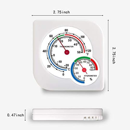 Indoor Thermometer , Hockham Humidity Gauge Room Thermometer Humidity Monitor No Battery Needed for Room,Greenhouse,Kitchen,Study,Bedroom,Wine Cellar,Basement(White)