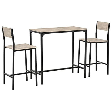 HOMCOM 3 Piece Industrial Bar Table Set, Counter Height Kitchen Dining Set with Bar Stool for Small Space, for Dining Room, Living Room, Apartment