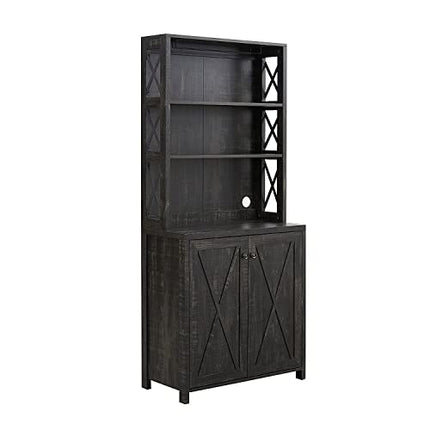 Elegant Charcoal Bar Cabinet | Kitchen Cabinet with Microwave Stand