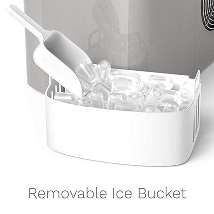 hOmeLabs Portable Ice Maker Machine for Counter Top - Makes 26 lbs of Ice per 24 Hours - Ice Cubes Ready in 8-10 Minutes - Electric Ice Making Machine with Ice Scoop and 1.5 lb Ice Storage - Silver