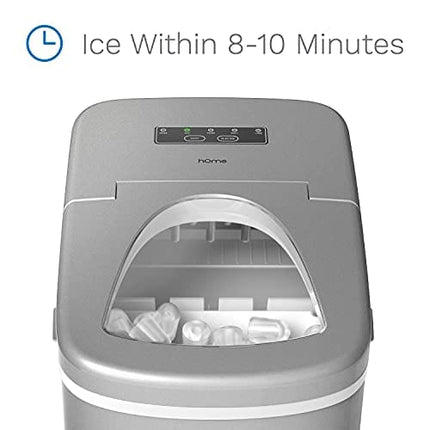hOmeLabs Portable Ice Maker Machine for Counter Top - Makes 26 lbs of Ice per 24 Hours - Ice Cubes Ready in 8-10 Minutes - Electric Ice Making Machine with Ice Scoop and 1.5 lb Ice Storage - Silver