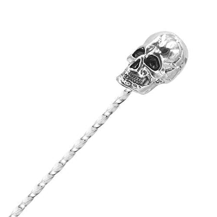 12" Skull Bar Spoon Stainless Steel Mixing Spoon Spiral Pattern Long Handle Cocktail Spoon Pitcher Spoon by Homestia